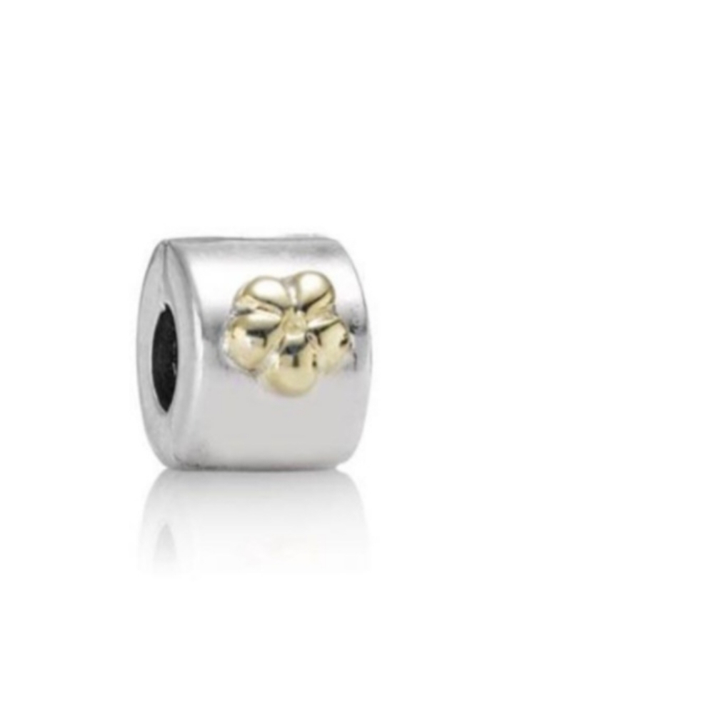 Pandora Retired Two-Tone Flowers Clip 790140